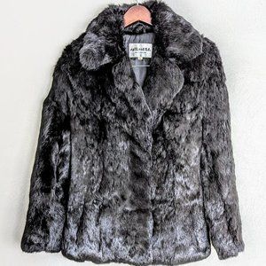 Split End LTD Vintage Black Rabbit Fur Coat Medium Bust 40